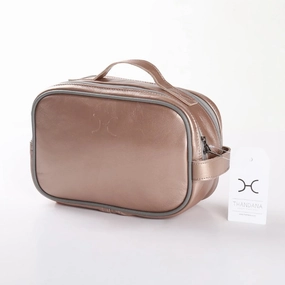 Thandana Unisex Metallic Leather Vanity Case | Champagne Special Deals Online