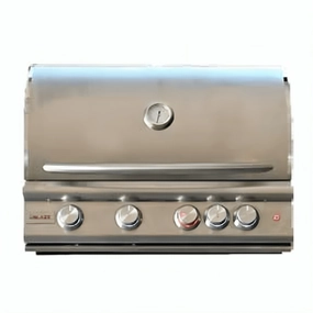 Blaze LTE3 Marine Grade 32-inch 4-Burner Built-In Gas Grill with Lighting BLZ-4LTE3MG stainless steel BBQ grill with side table