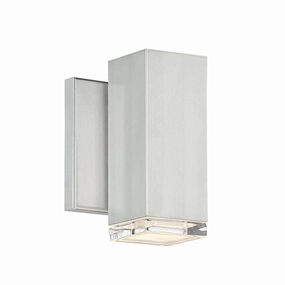 Block LED Wall Light Brushed AluminumOutdoor wall sconces with motion sensor