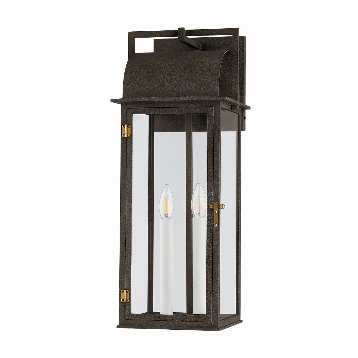 Bohen Two Light Outdoor Wall Sconce French Iron/Patina BrassOutdoor wall sconces with motion sensor