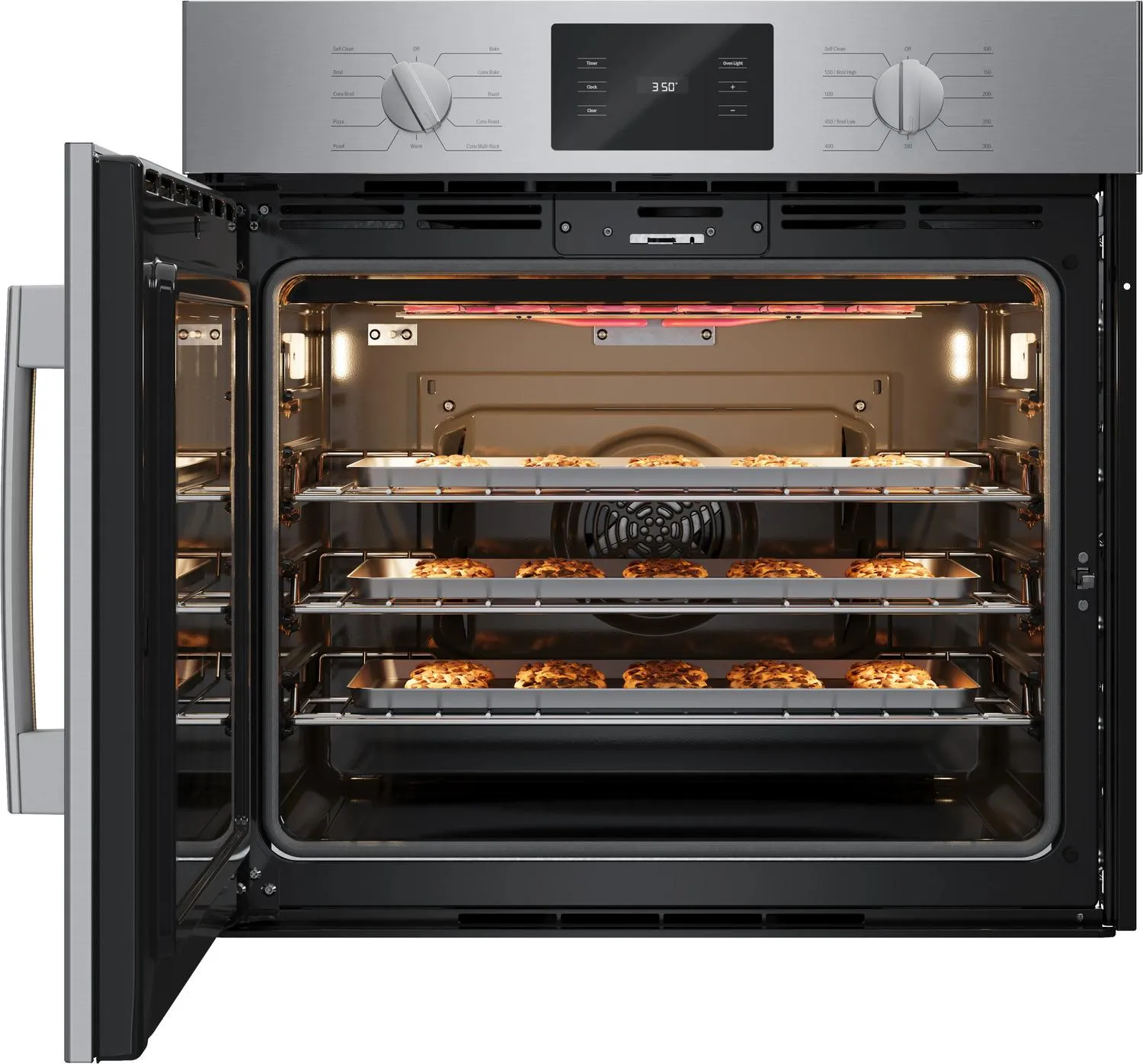 Bosch HBL5455LUC 500 Series Single Wall Oven 30" Left Sideopening Door, Stainless Steel