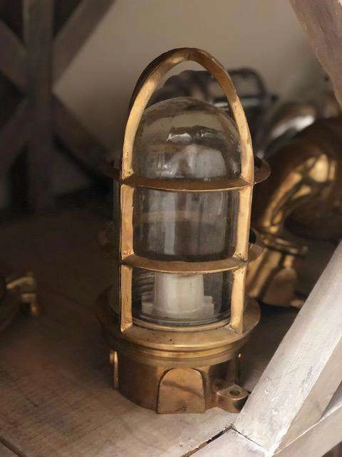 Brass Caged Piling LightWeatherproof outdoor lighting
