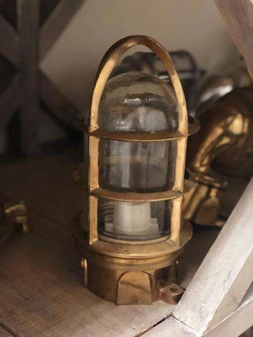Brass Caged Piling LightWeatherproof outdoor lighting