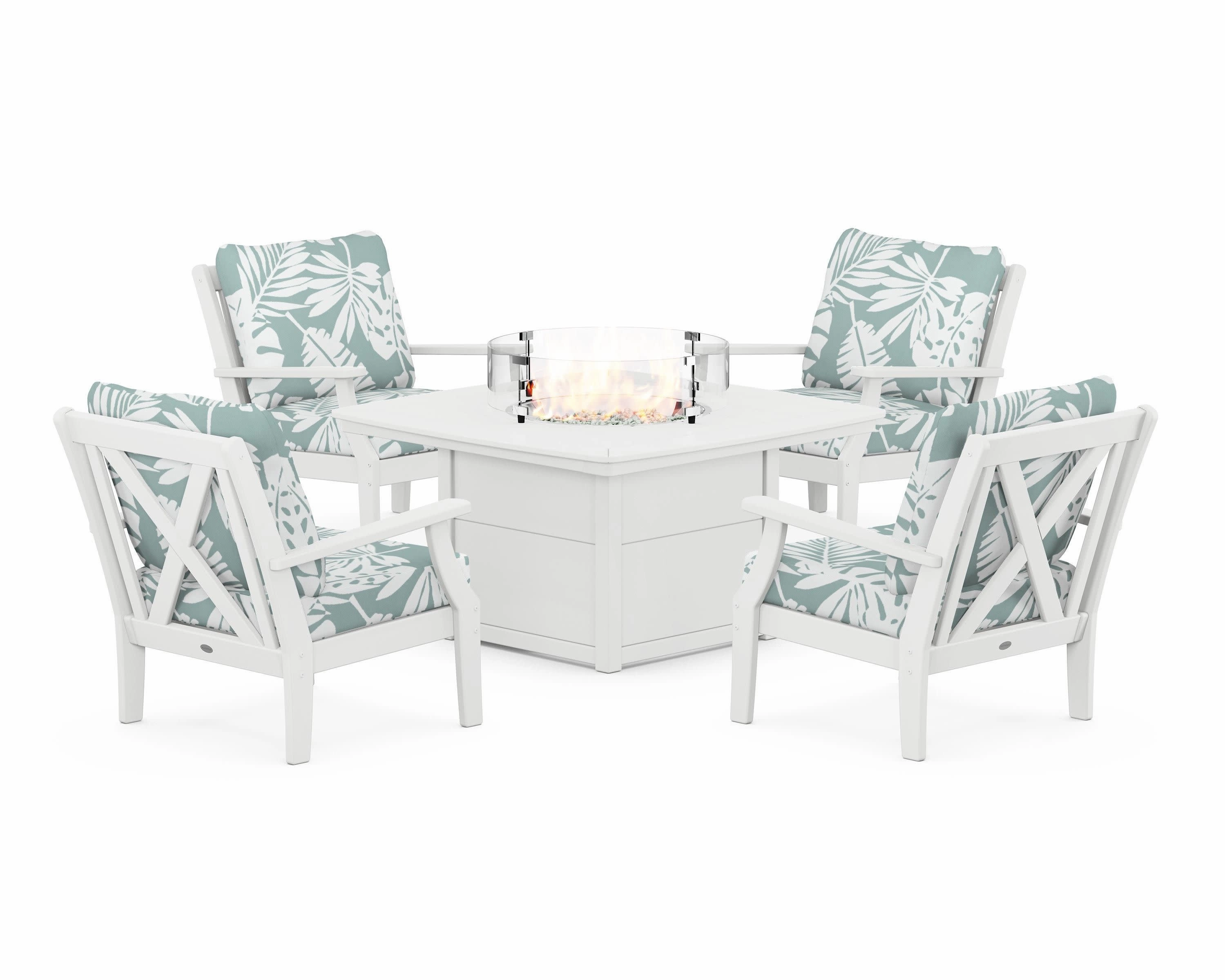 Braxton 5-Piece Deep Seating Conversation Set with Fire Pit Table