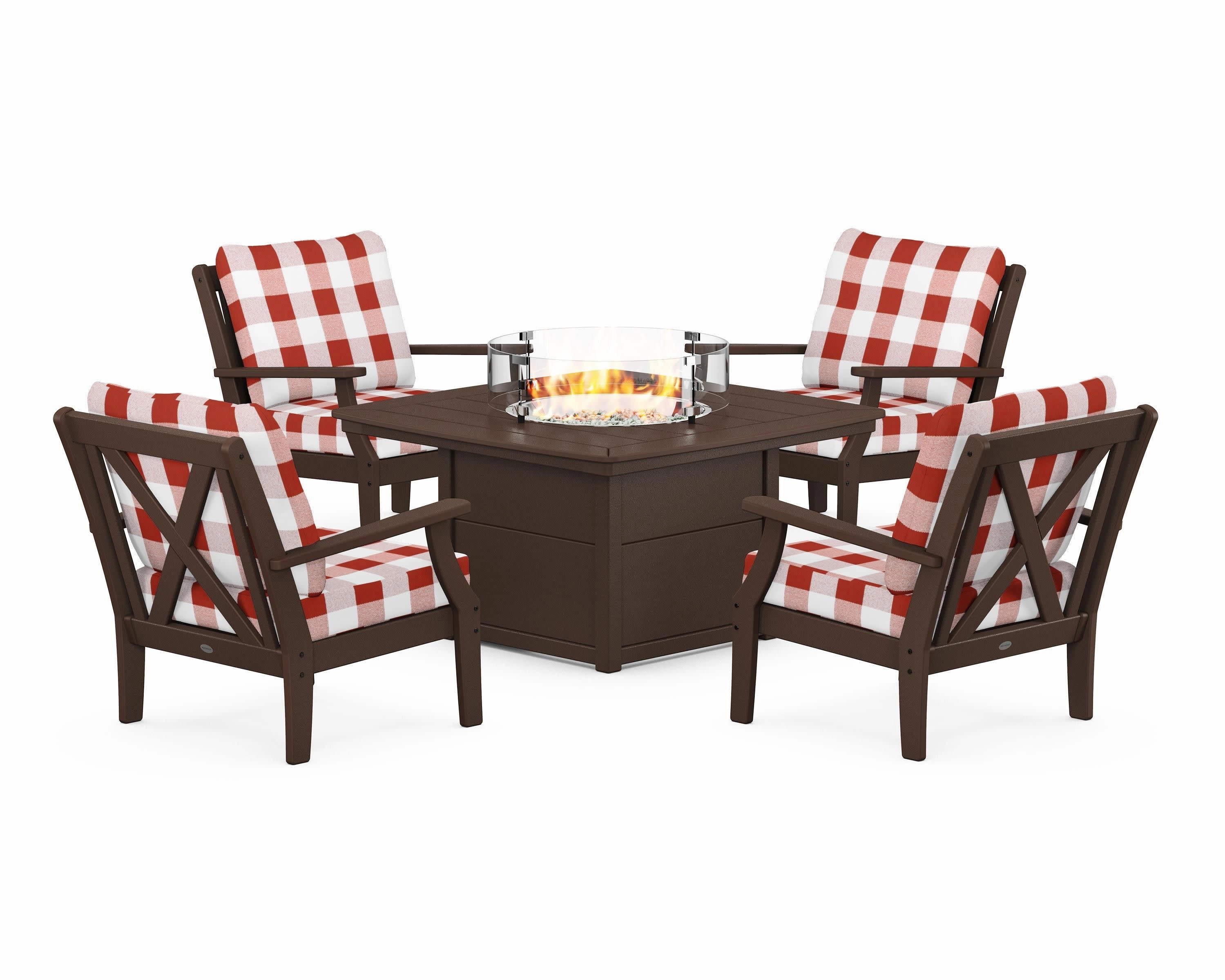Braxton 5-Piece Deep Seating Conversation Set with Fire Pit Table
