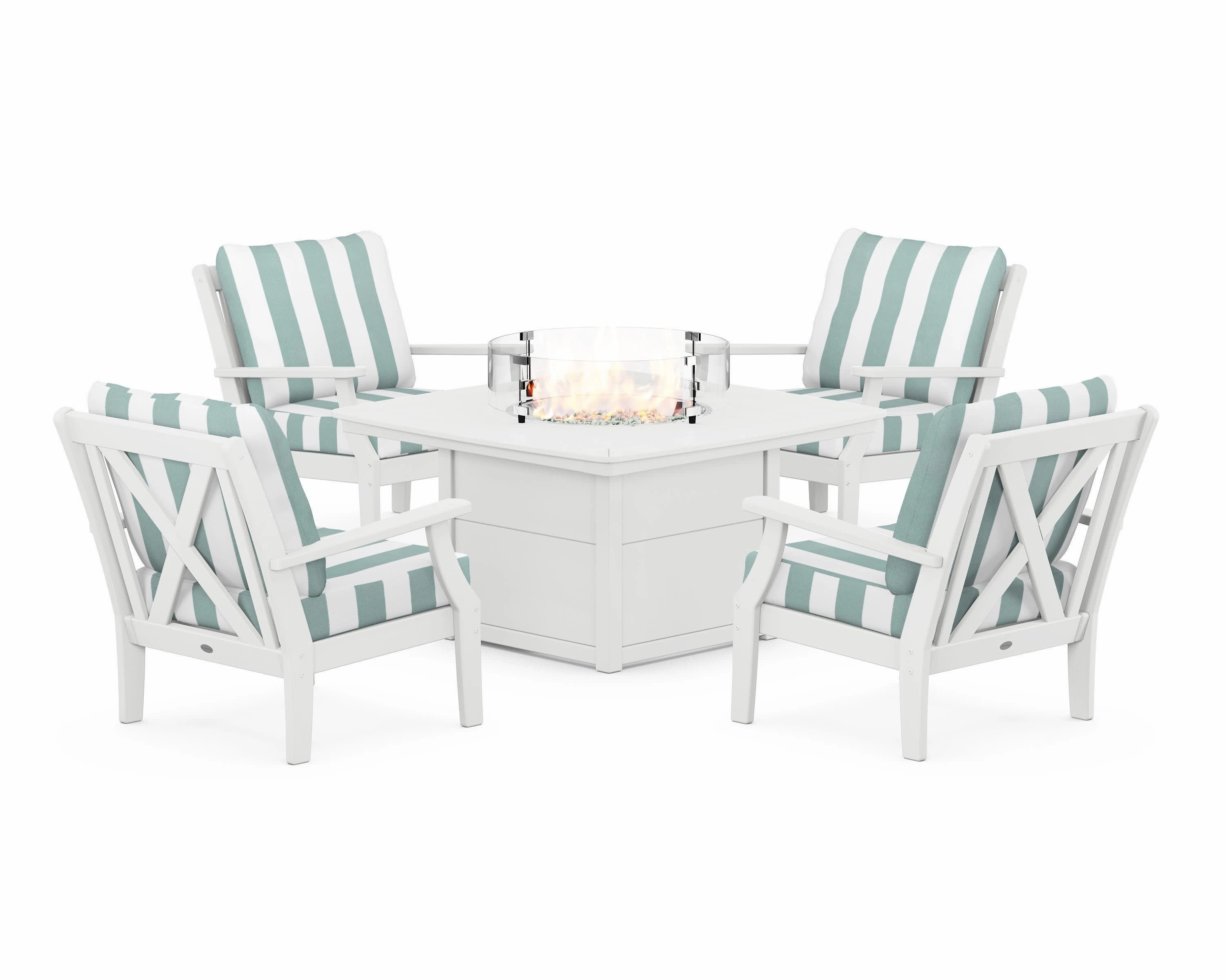 Braxton 5-Piece Deep Seating Conversation Set with Fire Pit Table