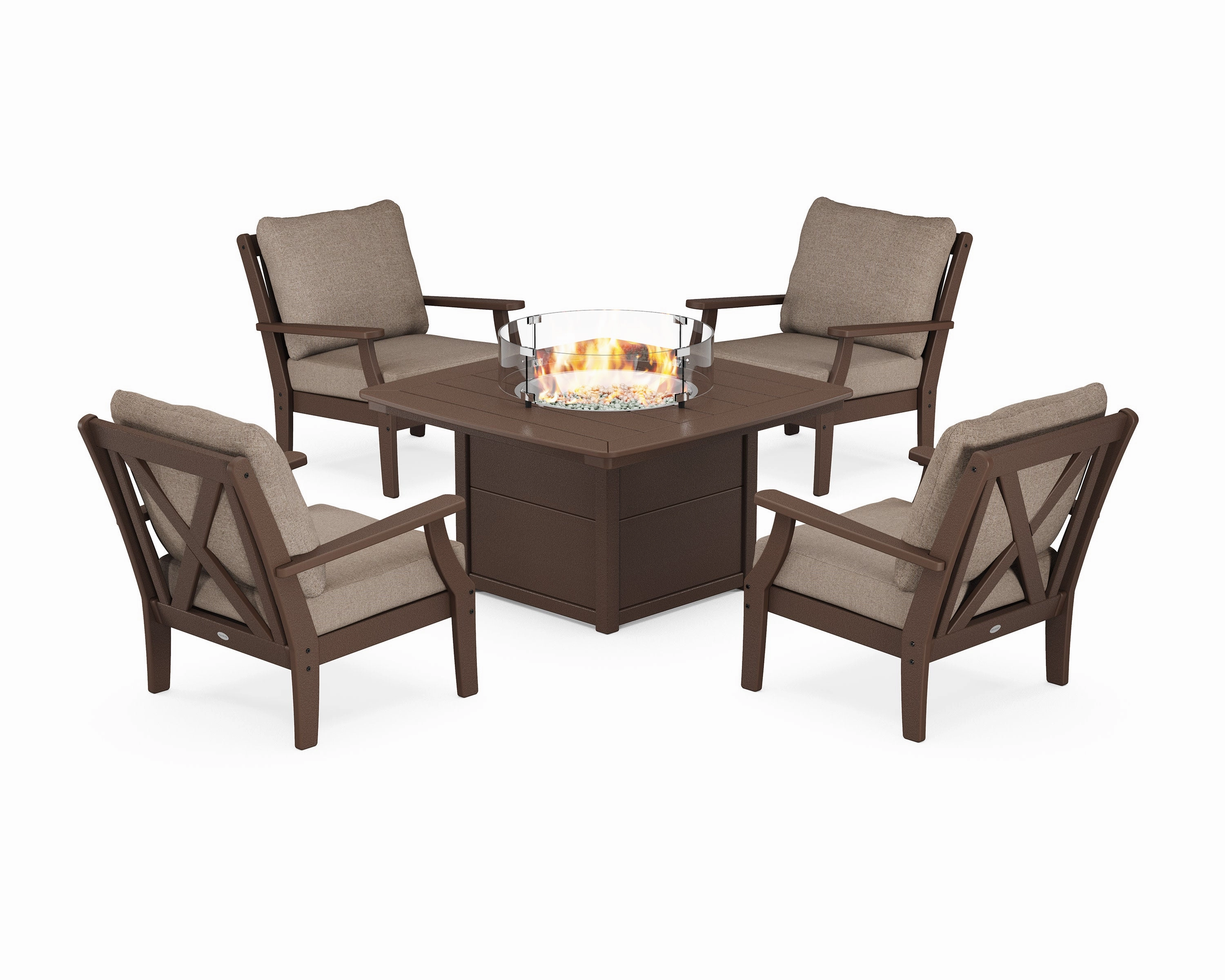 Braxton 5-Piece Deep Seating Conversation Set with Fire Pit Table