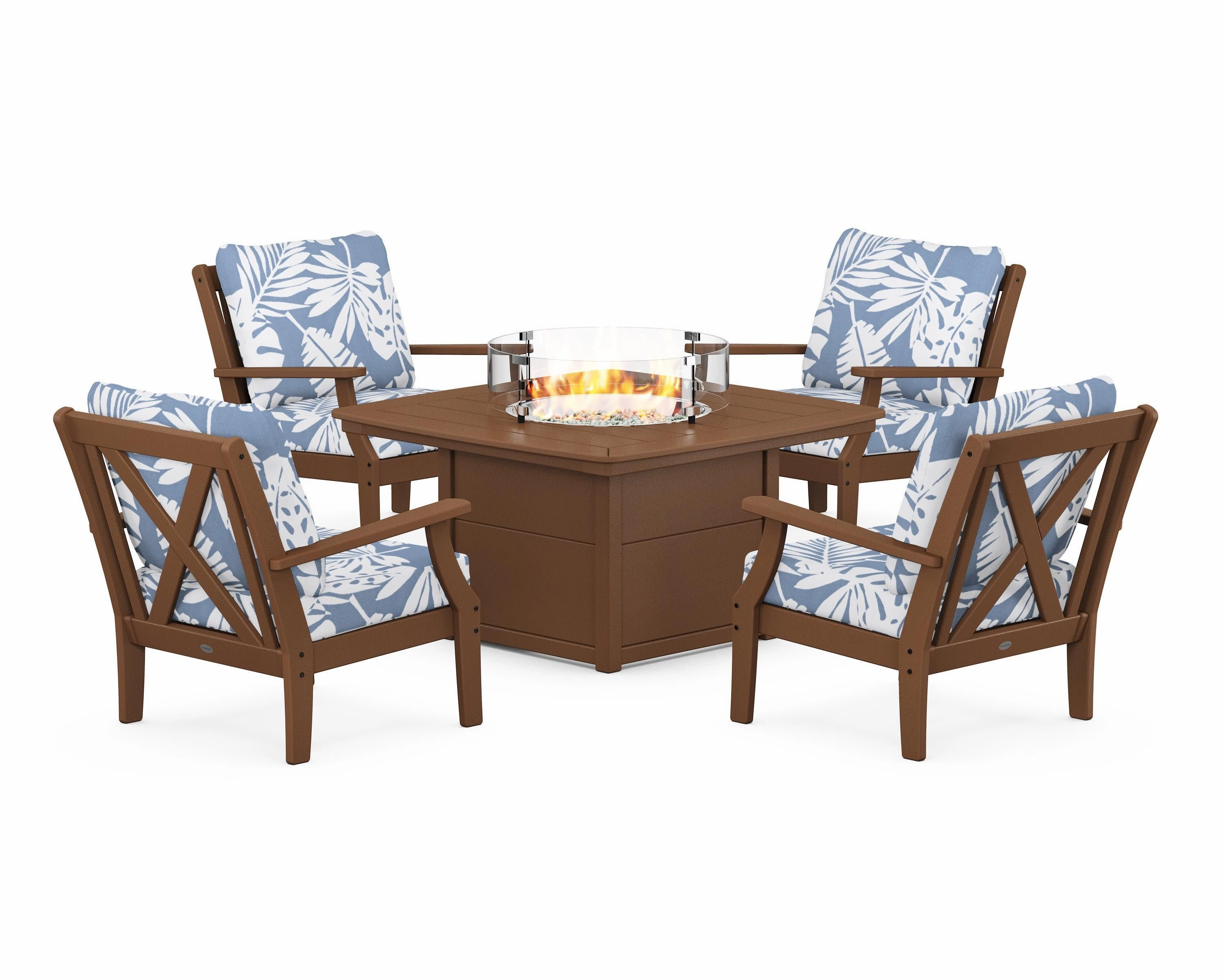 Braxton 5-Piece Deep Seating Conversation Set with Fire Pit Table