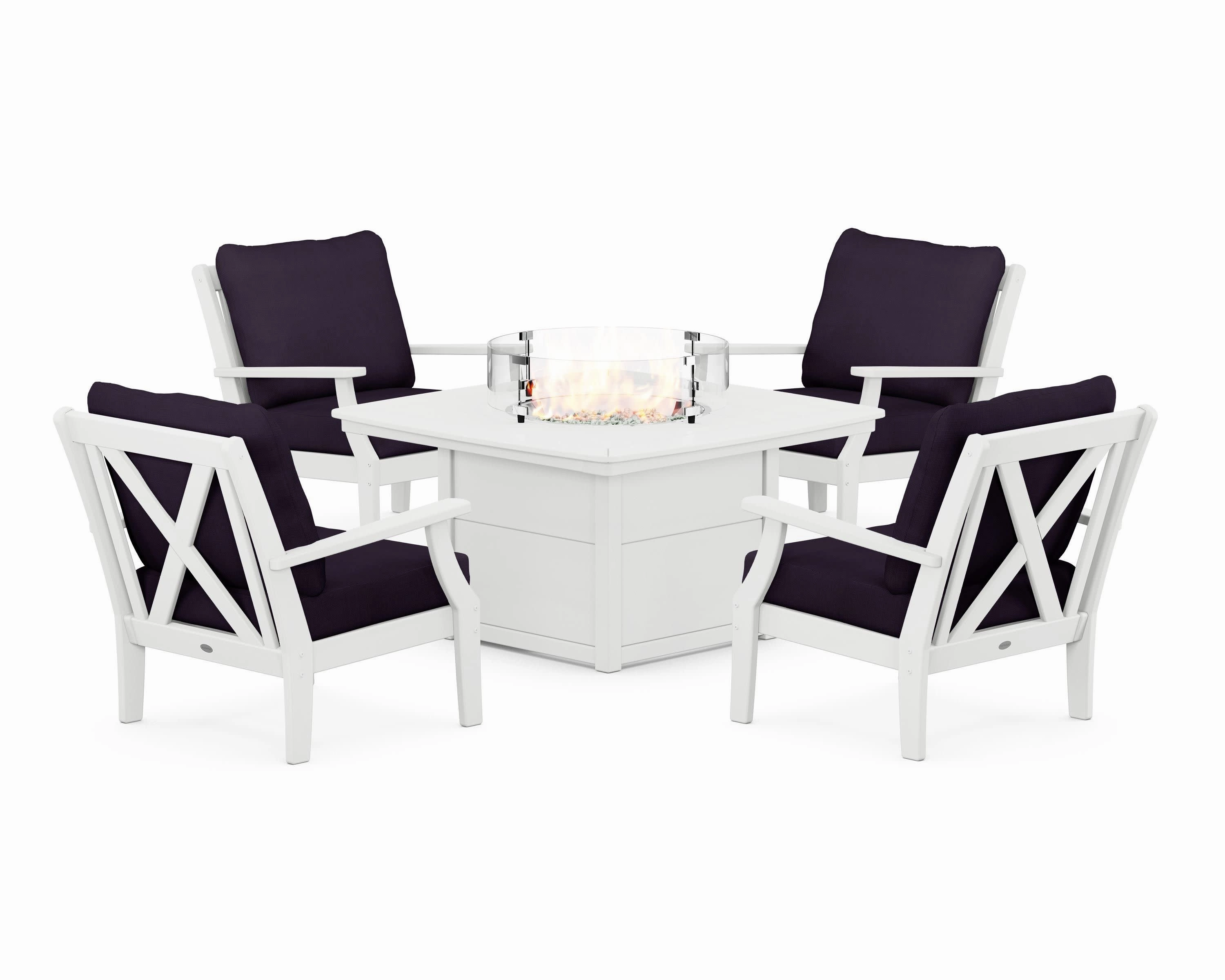 Braxton 5-Piece Deep Seating Conversation Set with Fire Pit Table