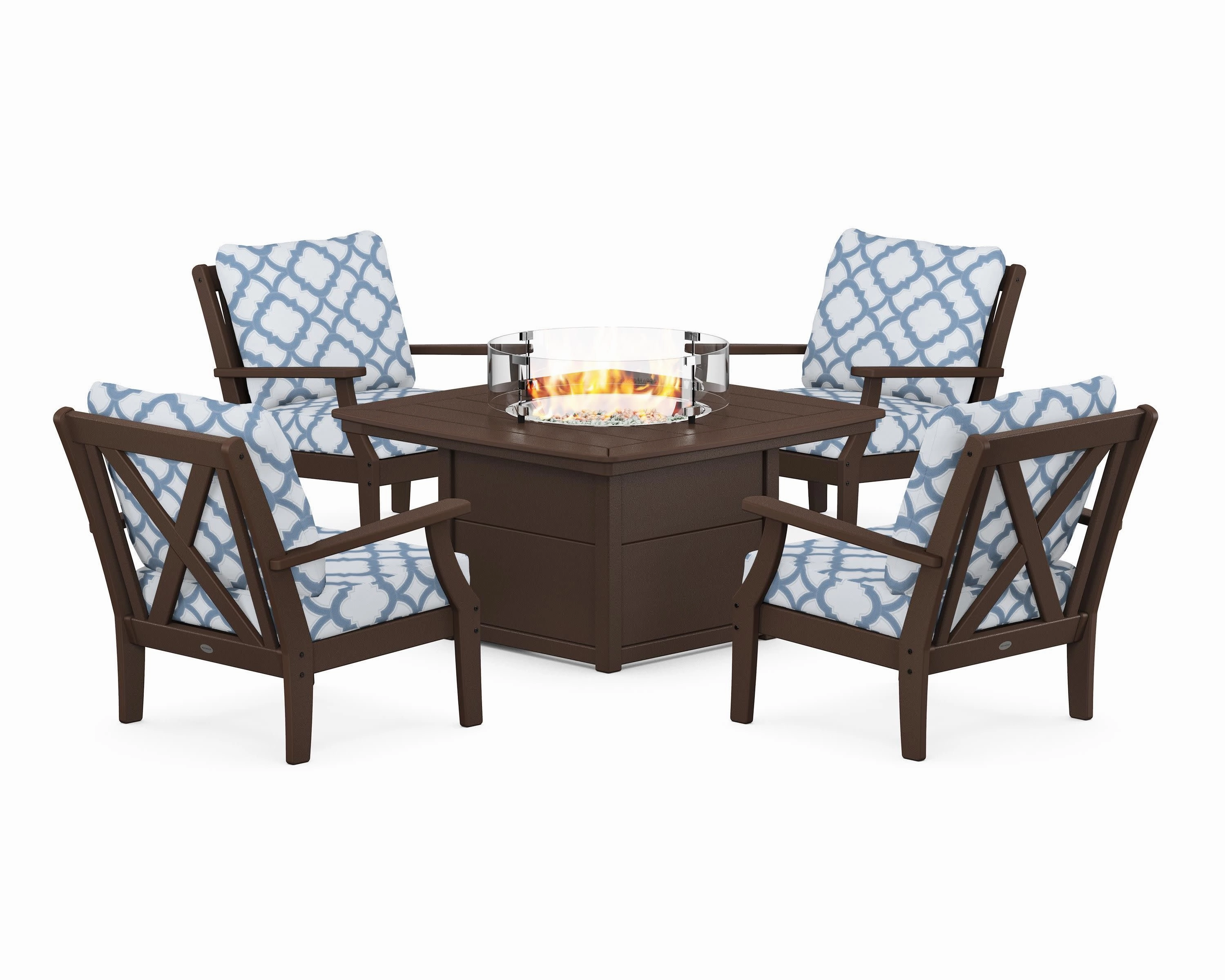 Braxton 5-Piece Deep Seating Conversation Set with Fire Pit Table