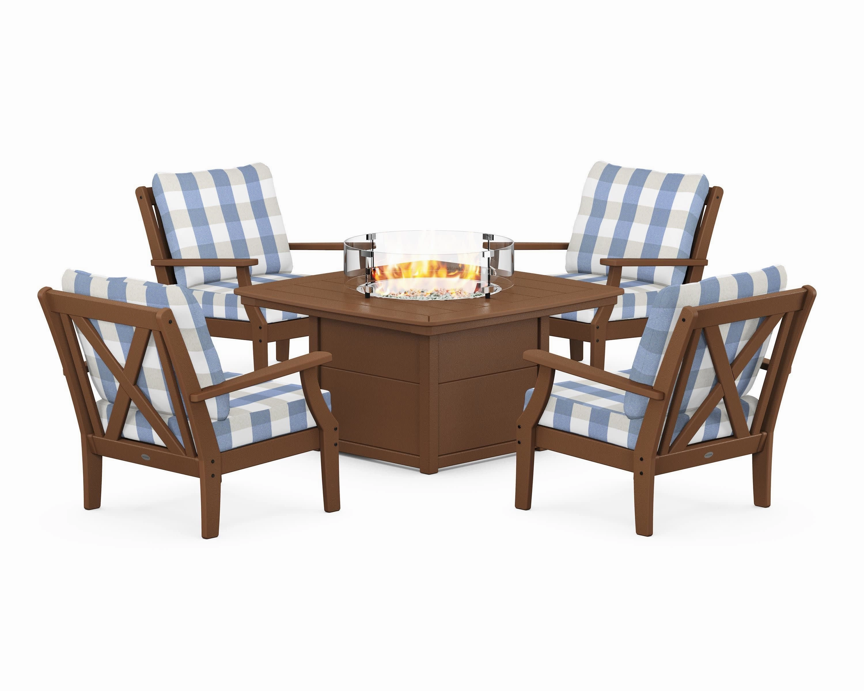 Braxton 5-Piece Deep Seating Conversation Set with Fire Pit Table