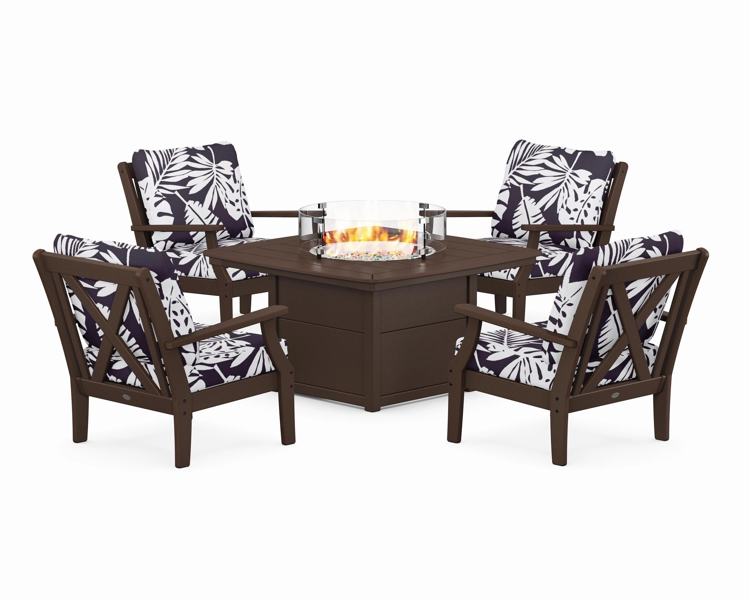 Braxton 5-Piece Deep Seating Conversation Set with Fire Pit Table