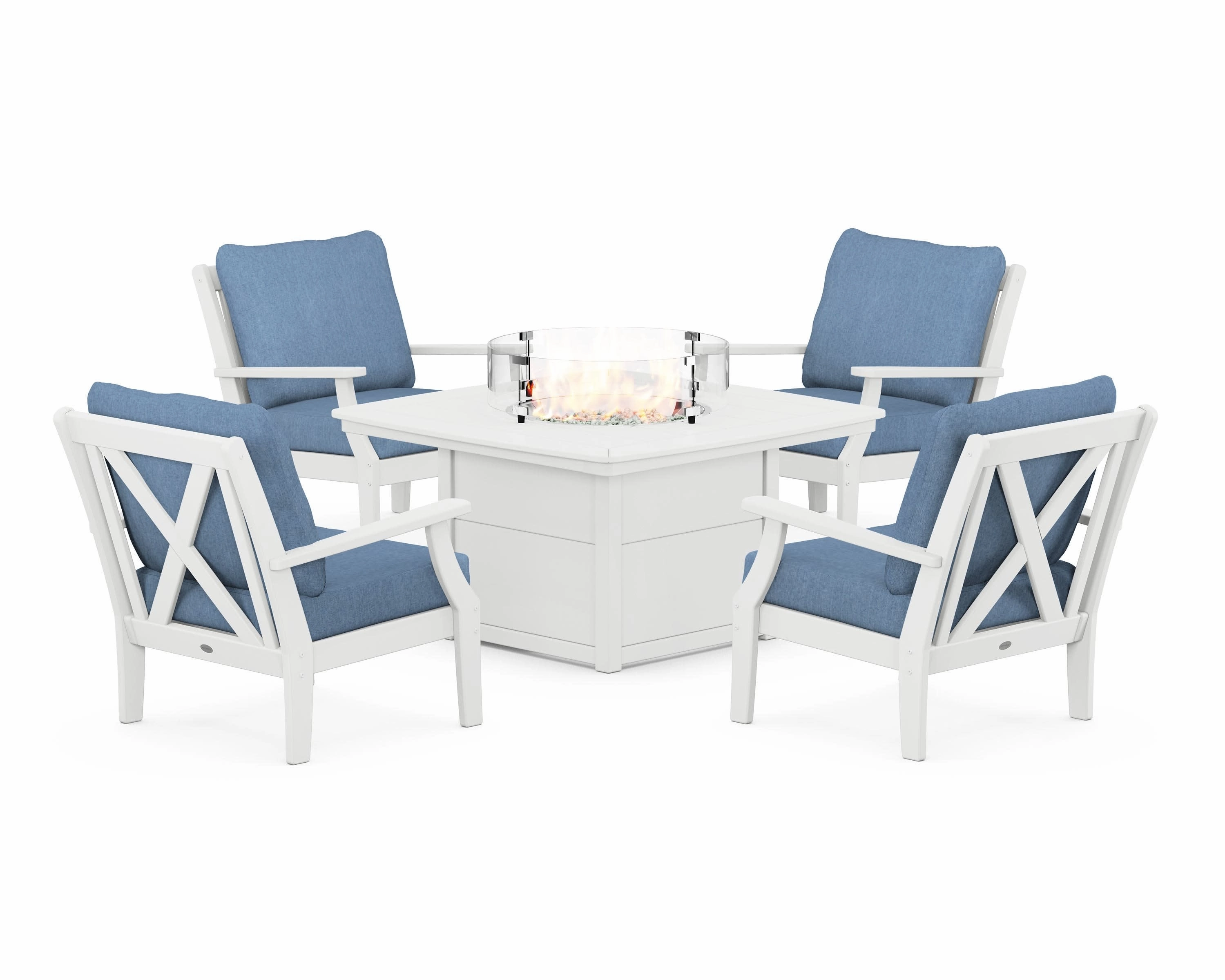 Braxton 5-Piece Deep Seating Conversation Set with Fire Pit Table