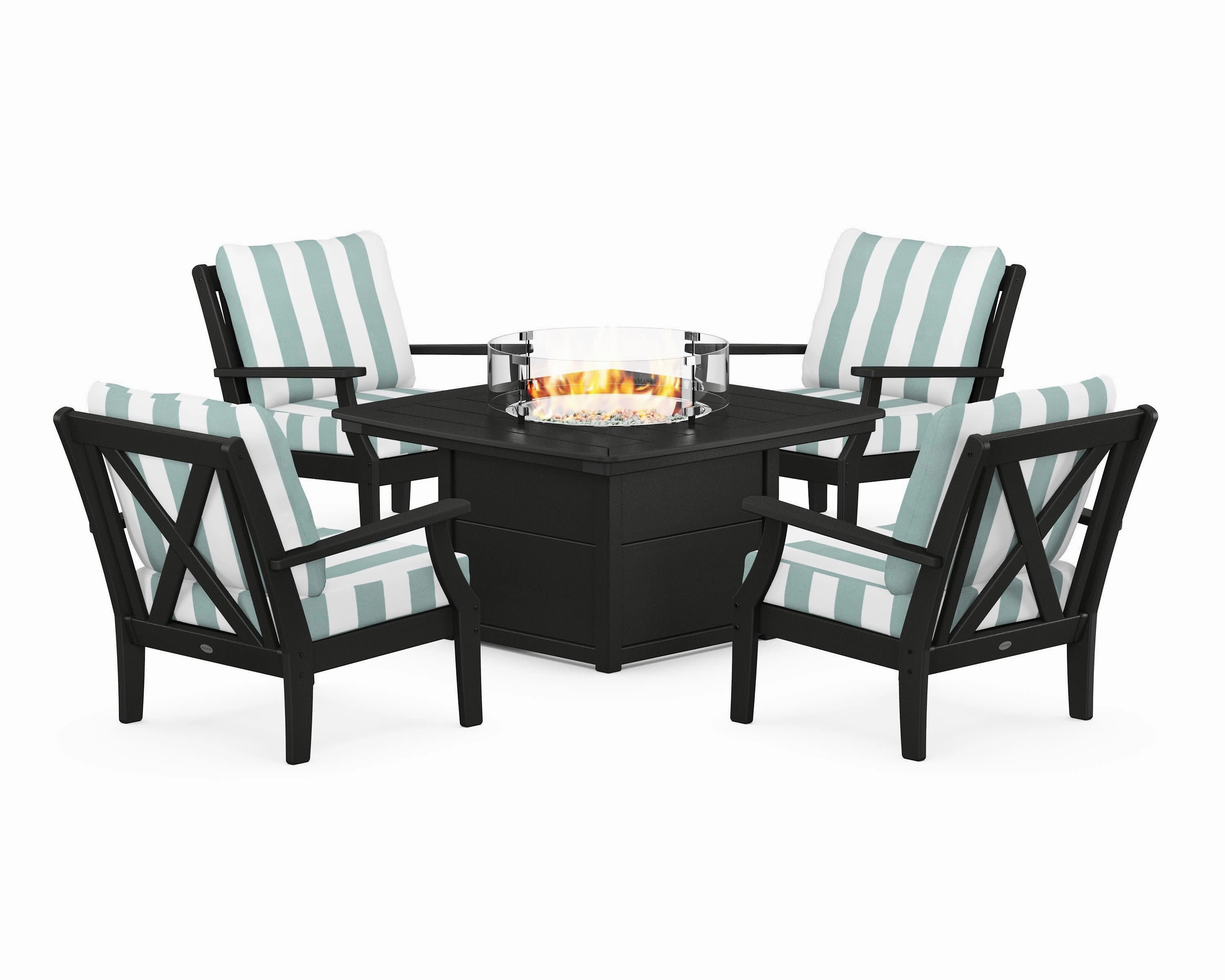 Braxton 5-Piece Deep Seating Conversation Set with Fire Pit Table