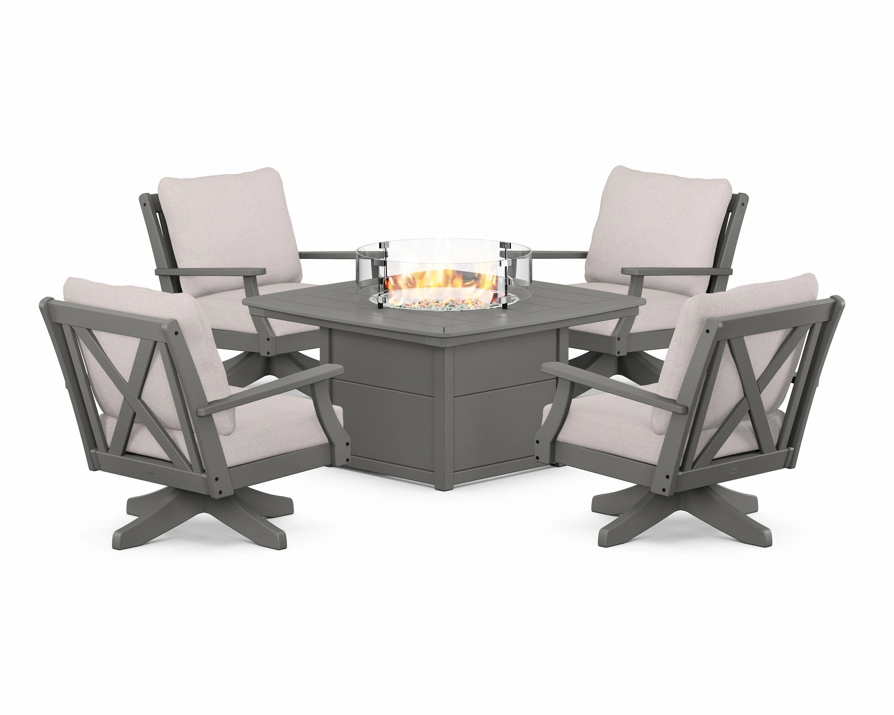 Braxton 5-Piece Deep Seating Swivel Conversation Set with Fire Pit Tableoutdoor patio dining furniture set
