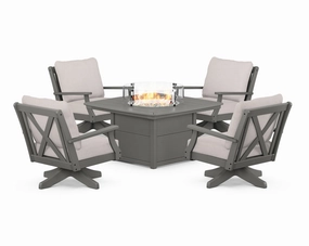 Braxton 5-Piece Deep Seating Swivel Conversation Set with Fire Pit Tableoutdoor patio dining furniture set