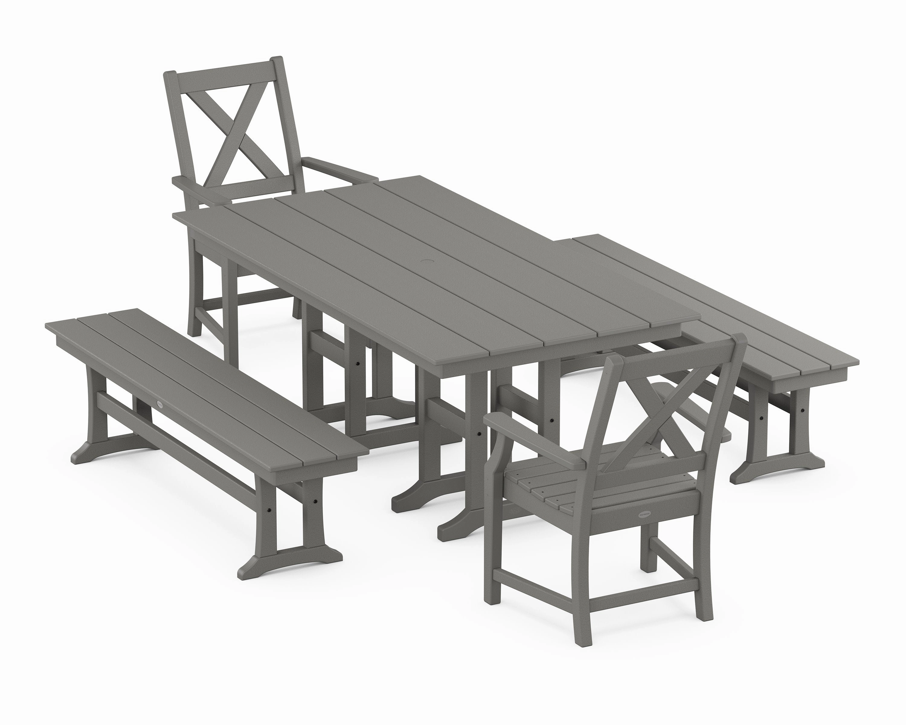 Braxton 5-Piece Farmhouse Dining Set with Benchesoutdoor patio furniture set