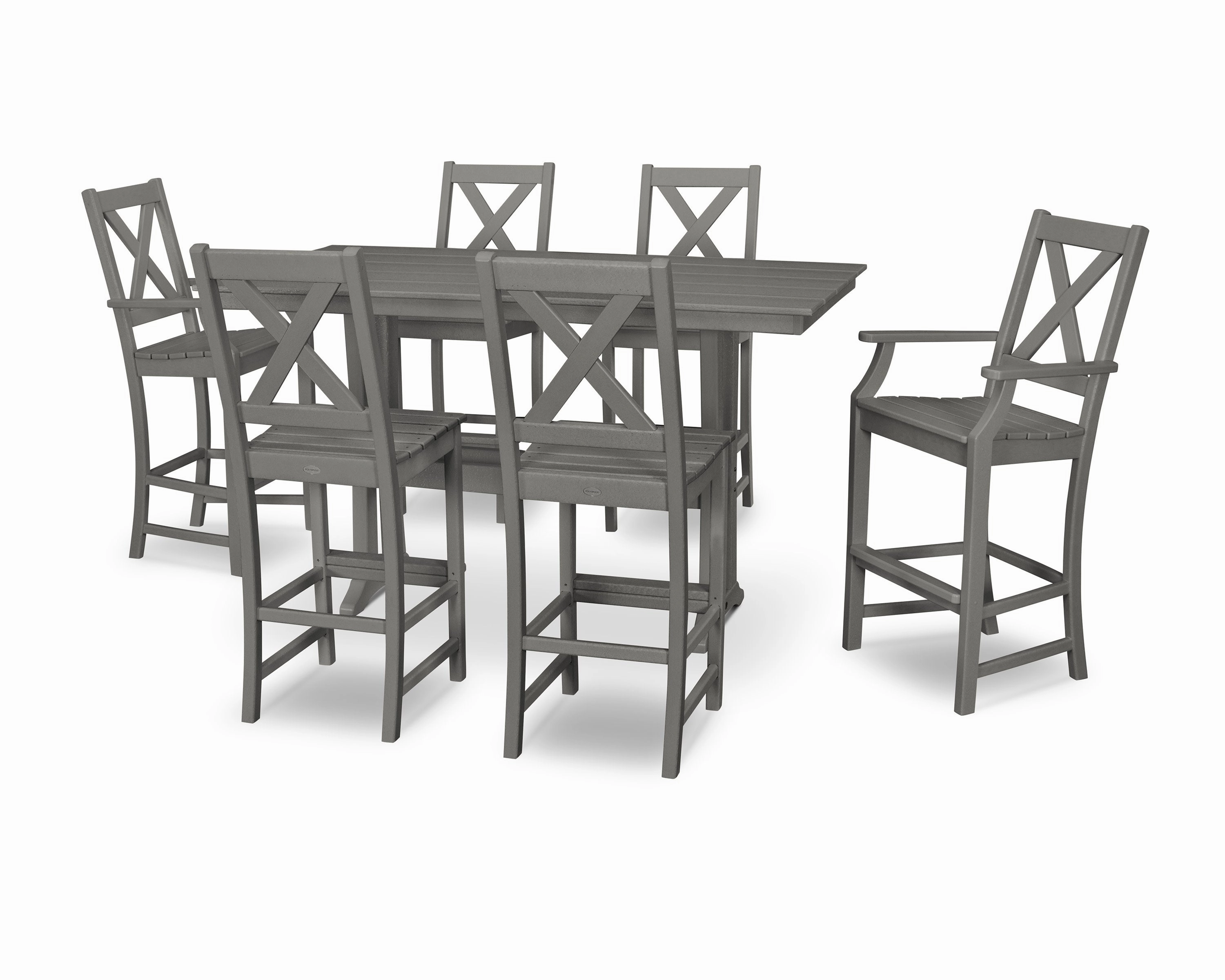 Braxton 7-Piece Farmhouse Trestle Bar Setoutdoor patio furniture set