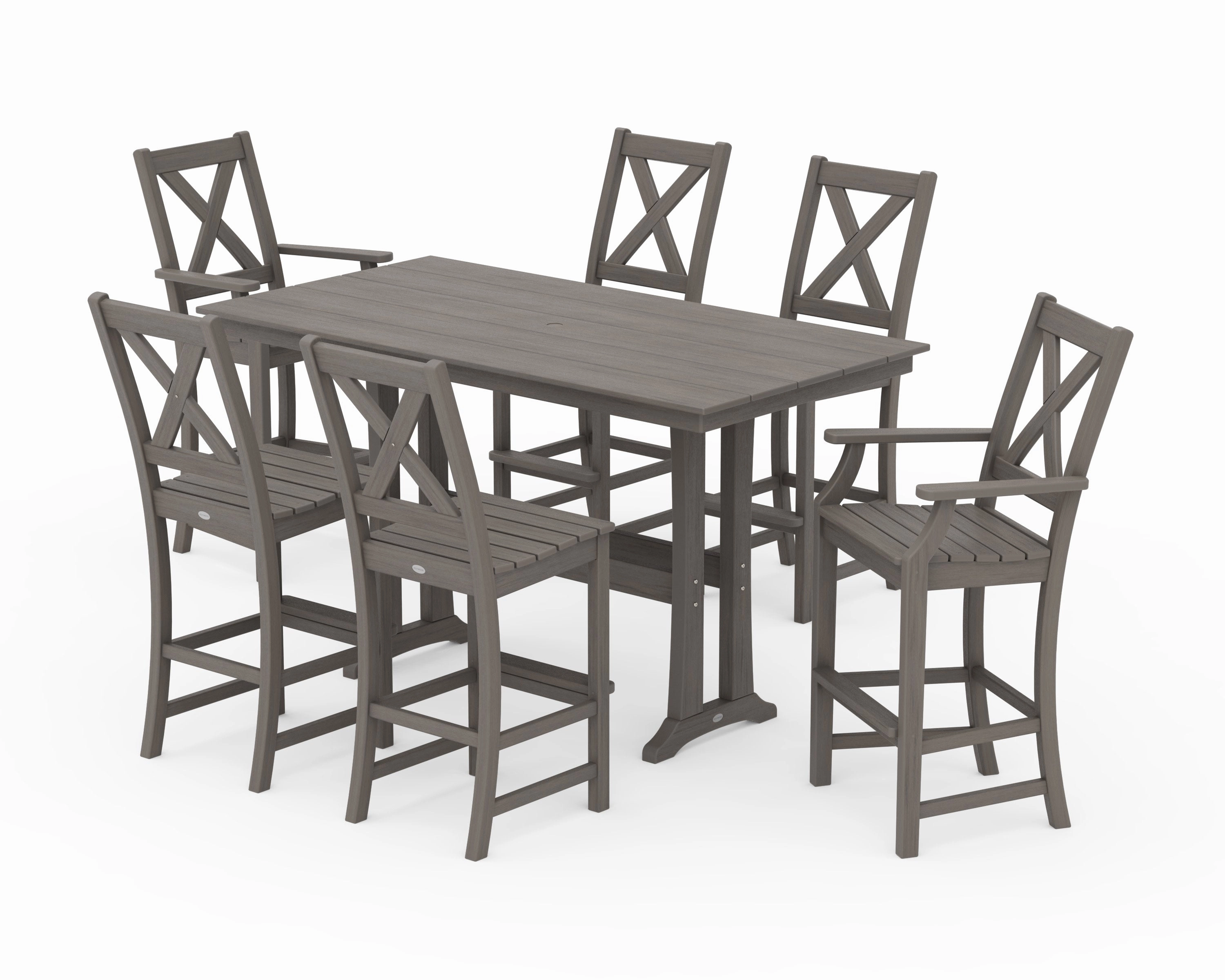 Braxton 7-Piece Farmhouse Trestle Bar Set