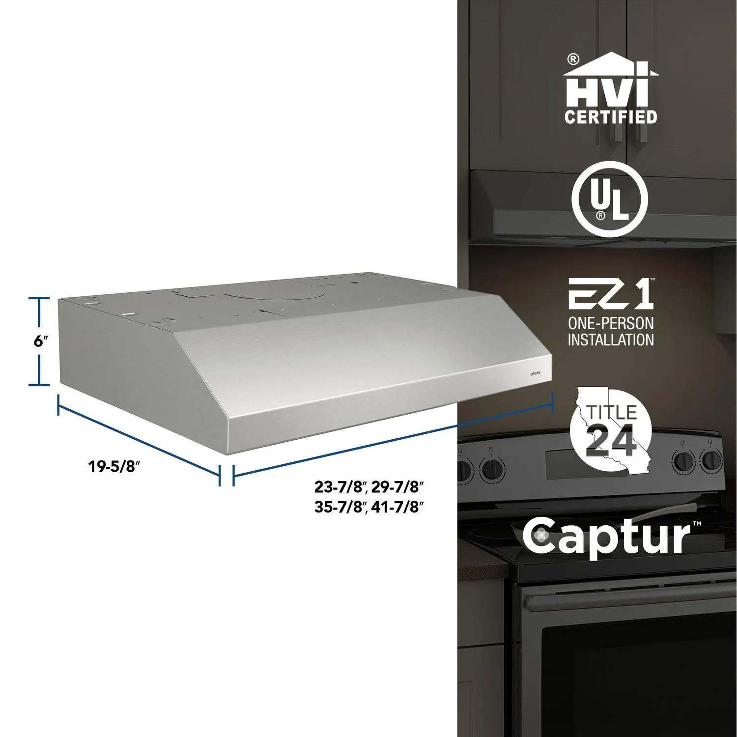 Broan BCSD136SS Glacier 36-Inch 300 Max Blower Cfm 5 Sones Stainless Steel Range Hood