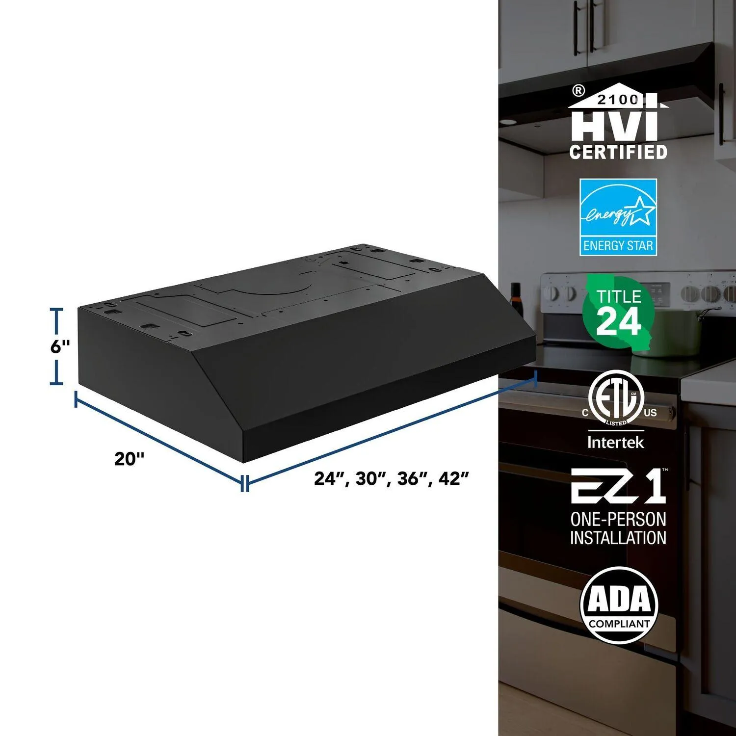 Broan GLA1303BL Broan-Nutone 30-Inch Under Cabinet Range Hood, Energy Star, 350 Max Blower Cfm, Black
