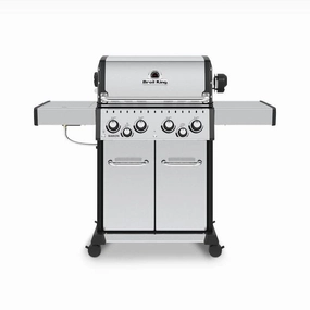 Broil King Baron S 490 PRO Infrared 4-Burner Gas Grill stainless steel BBQ grill with side table
