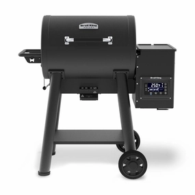 Broil King Crown Pellet 500 Smoker and Grill 494051 stainless steel BBQ grill with side table