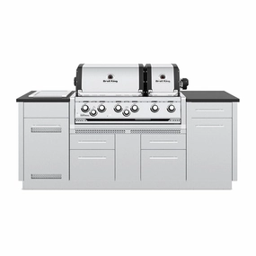 Broil King Imperial S690i Gas Grill Island stainless steel BBQ grill with side table