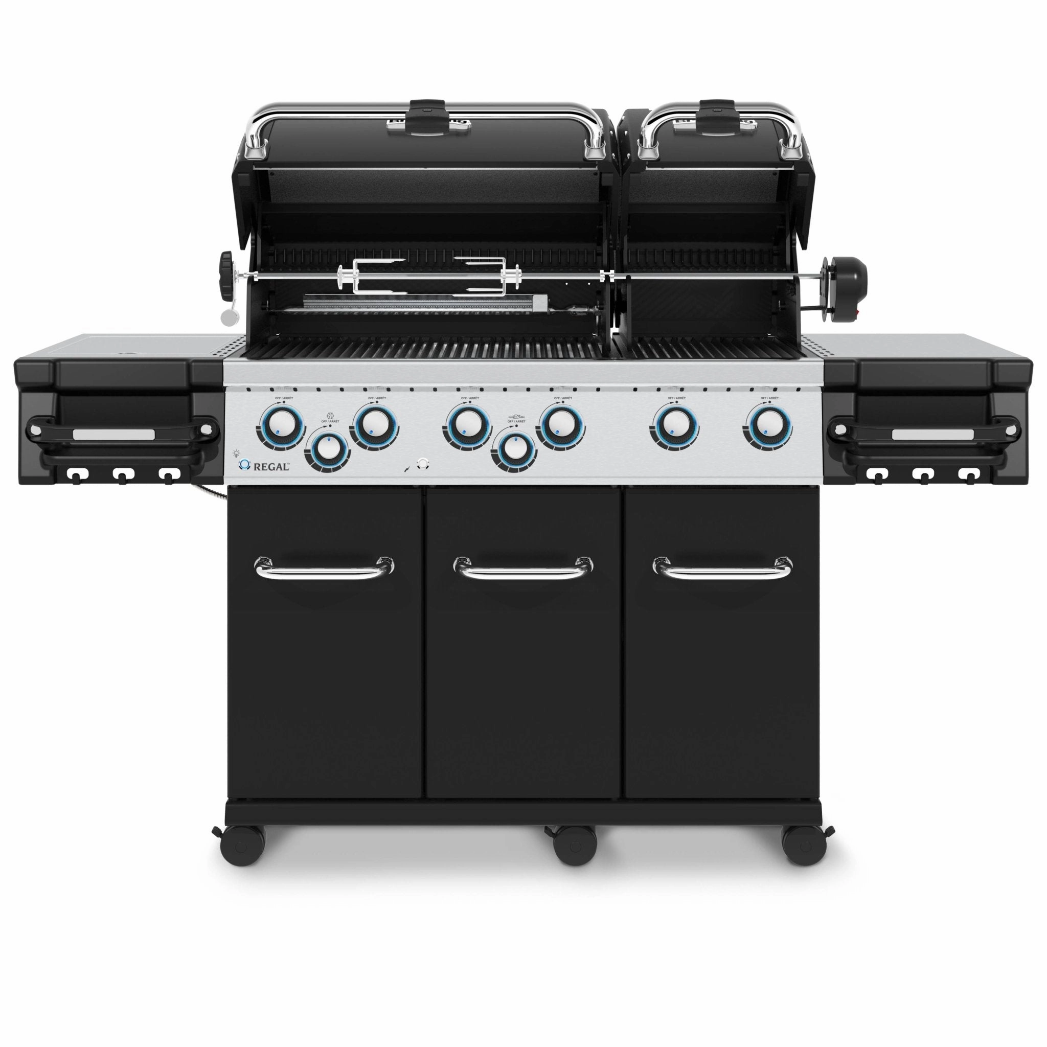Broil King Regal Gas BBQ 690 IR Black outdoor kitchen cooking station with sink