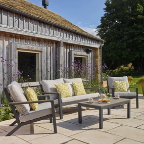 Buenavista - 2 Seat Sofa Set With 2 Sofa Chairs And Coffee Table In Eco Fawn Aluminiumaluminum alloy outdoor sofa set
