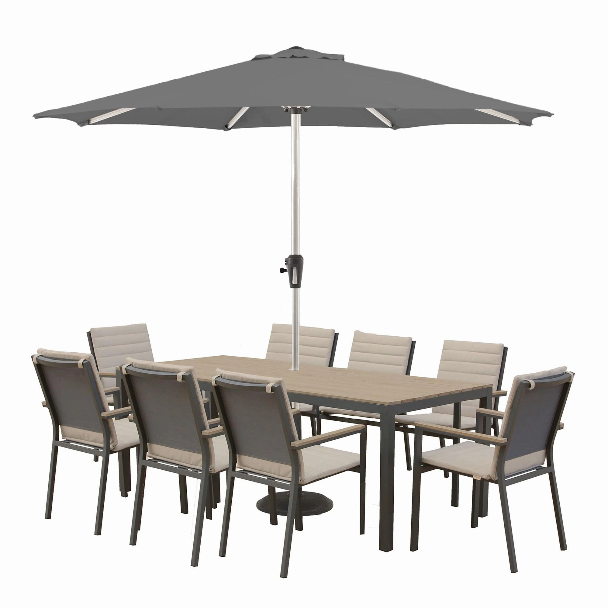 Buenavista - 8 Seat Rectangular Dining Set In Eco Fawn Aluminium