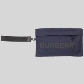 Price Slash Today Dont Miss Hot Deals Burberry Unisex Logo Print Nylon Zip Wristlet Pouch Navy Blue 80528411