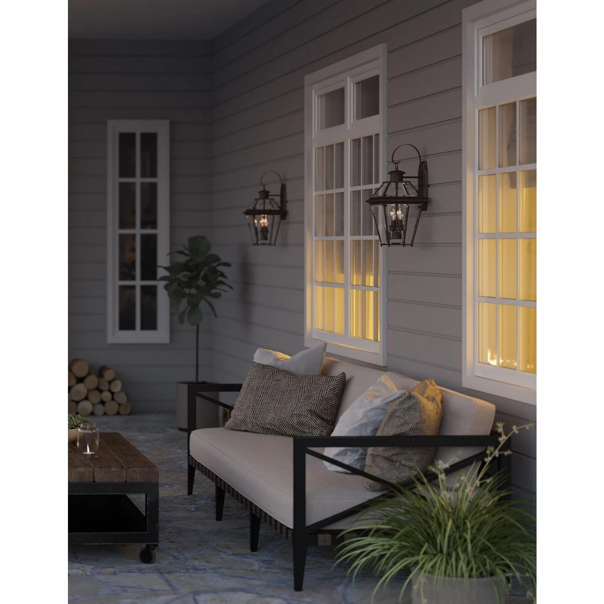 Burlington Two Light Wall Lantern Antique Bronze