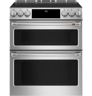Cafe CHS950P2MS1 Caf 30" Smart Slide-In, Front-Control, Induction And Convection Double-Oven Range