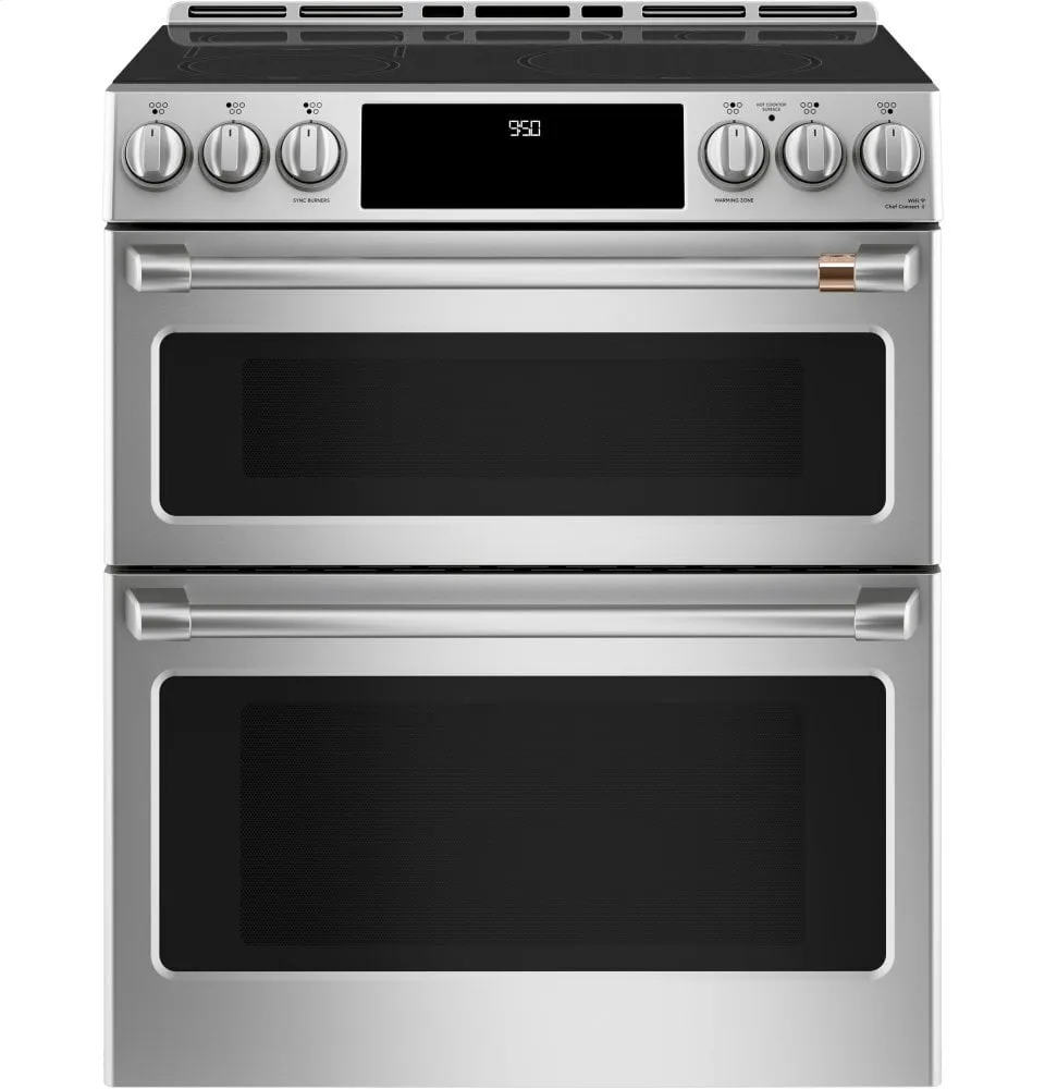 Cafe CHS950P2MS1 Caf 30" Smart Slide-In, Front-Control, Induction And Convection Double-Oven Range