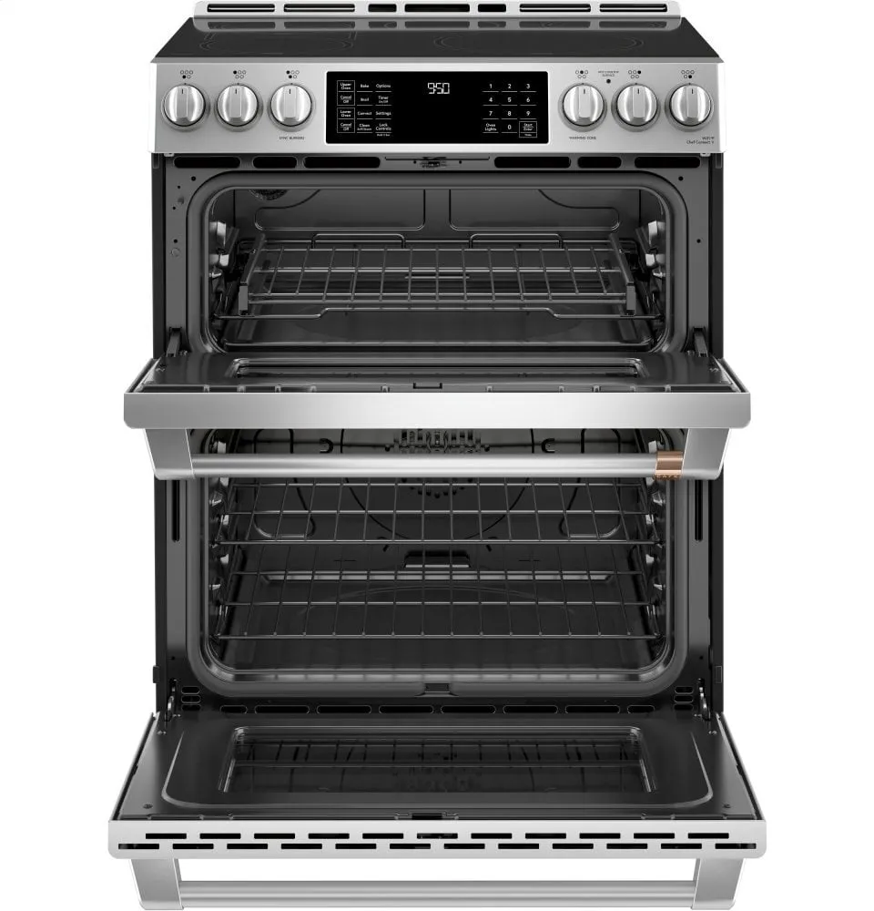 Cafe CHS950P2MS1 Caf 30" Smart Slide-In, Front-Control, Induction And Convection Double-Oven Range