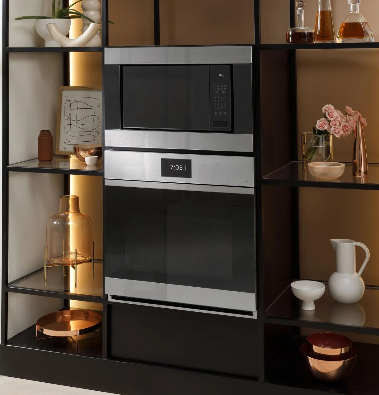 Cafe CTS90DM2NS5 Caf&#8482; Minimal Series 30" Smart Built-In Convection Single Wall Oven In Platinum Glass