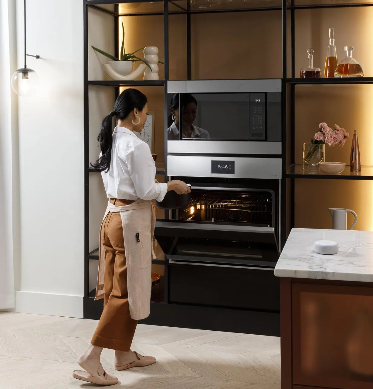 Cafe CTS90DM2NS5 Caf&#8482; Minimal Series 30" Smart Built-In Convection Single Wall Oven In Platinum Glass