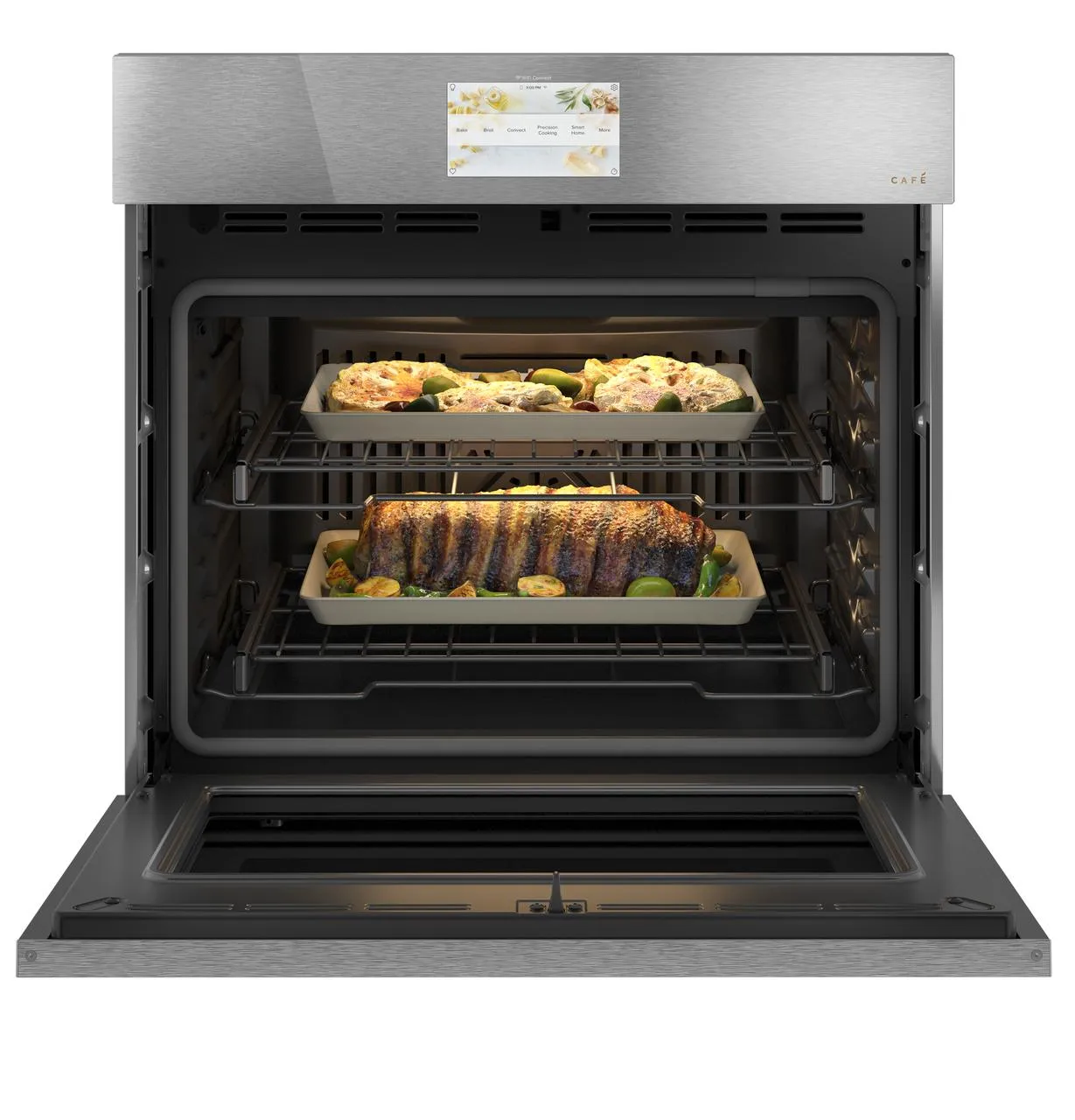 Cafe CTS90DM2NS5 Caf&#8482; Minimal Series 30" Smart Built-In Convection Single Wall Oven In Platinum Glass