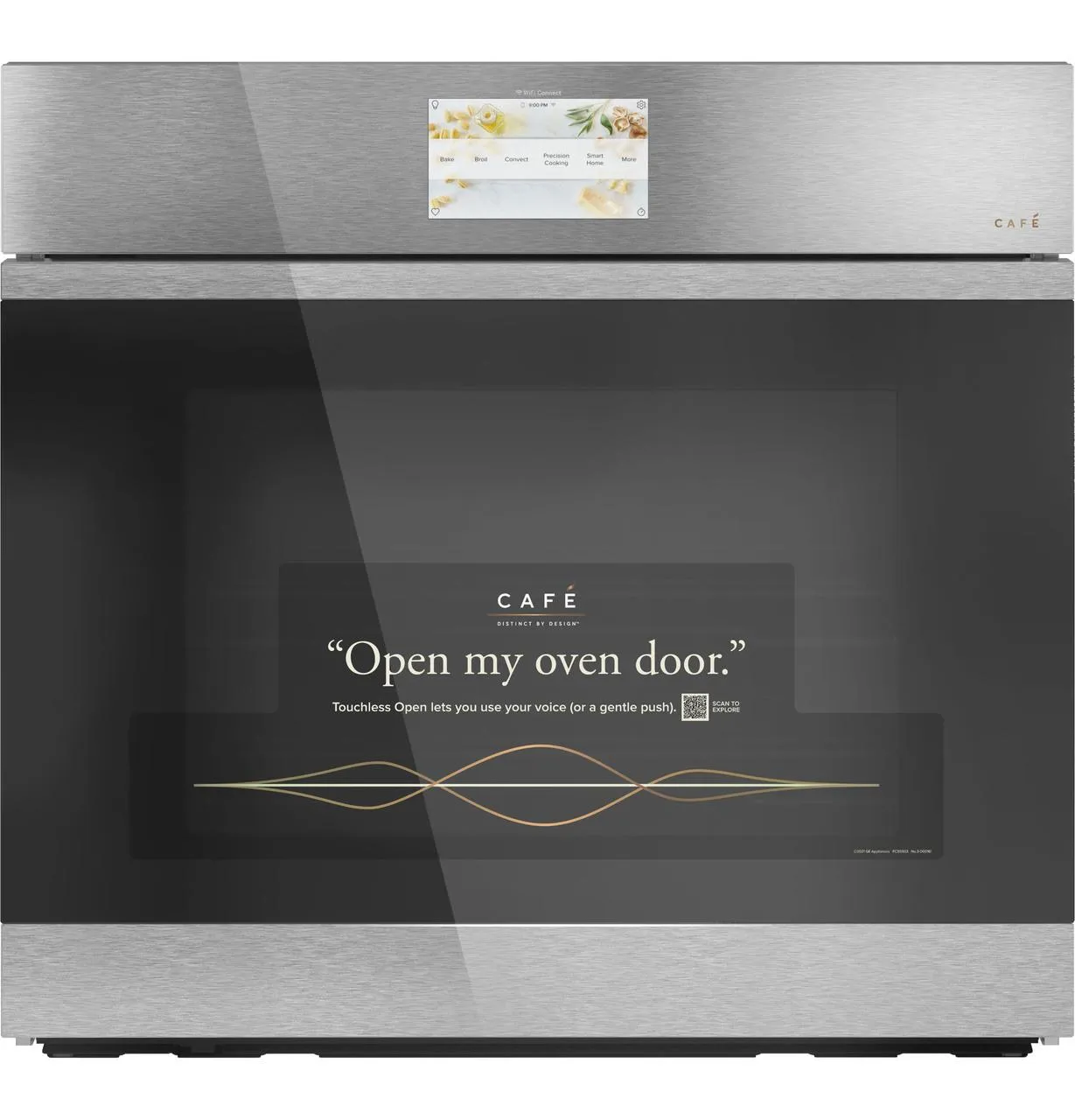 Cafe CTS90DM2NS5 Caf&#8482; Minimal Series 30" Smart Built-In Convection Single Wall Oven In Platinum Glass