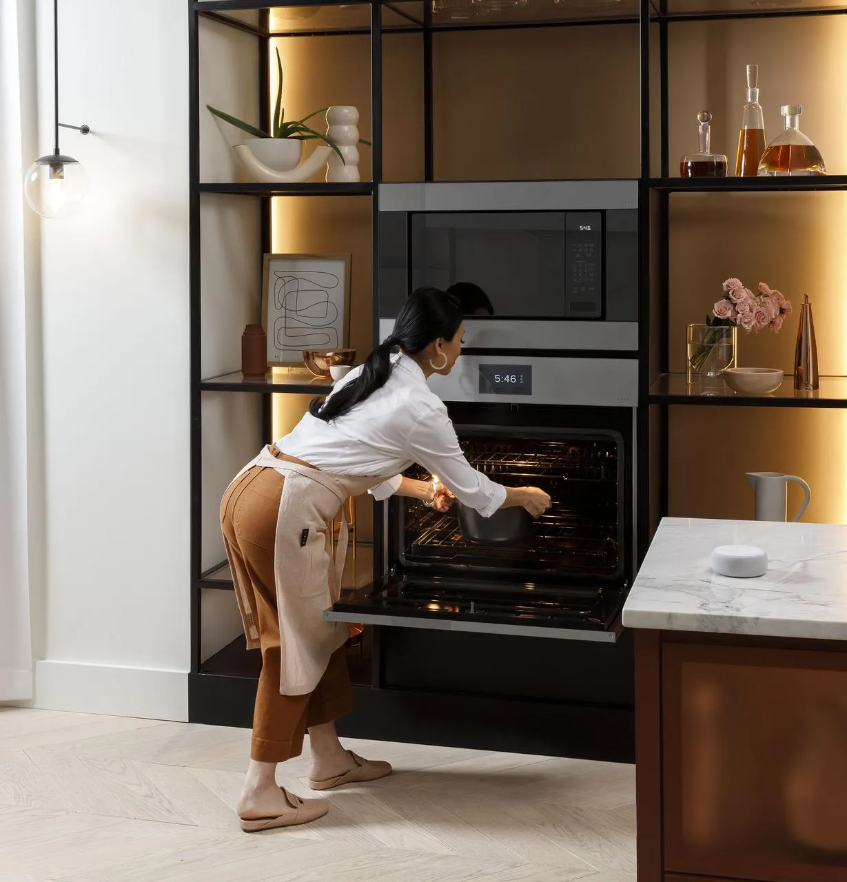 Cafe CTS90DM2NS5 Caf&#8482; Minimal Series 30" Smart Built-In Convection Single Wall Oven In Platinum Glass
