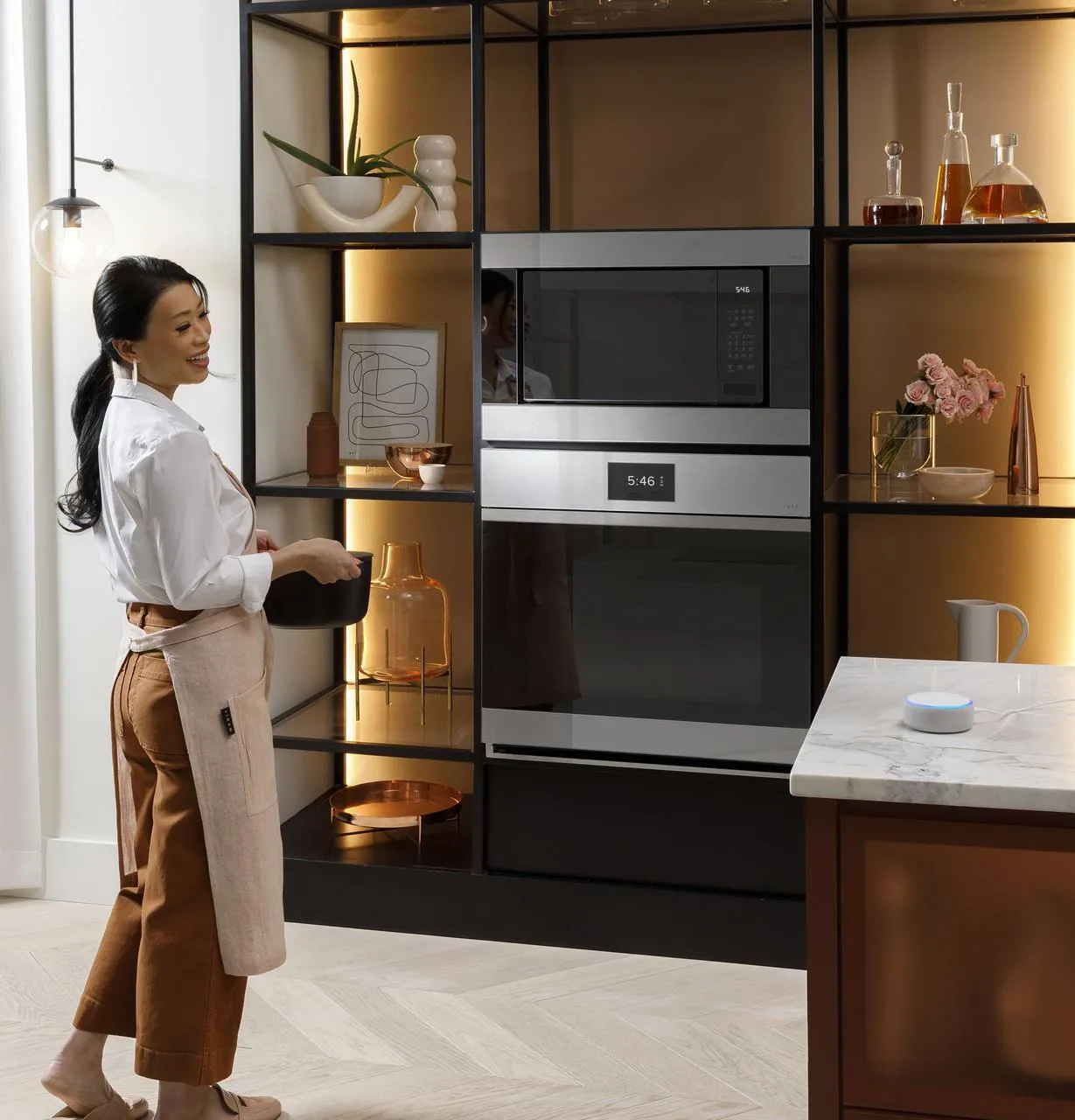 Cafe CTS90DM2NS5 Caf&#8482; Minimal Series 30" Smart Built-In Convection Single Wall Oven In Platinum Glass