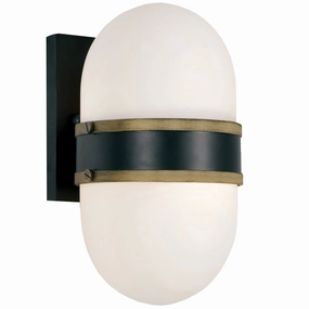 Capsule One Light Outdoor Wall Sconce Matte Black   Textured GoldOutdoor wall sconces with motion sensor