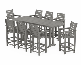 Captain 9-Piece Farmhouse Bar Set with Trestle Legsoutdoor patio furniture set