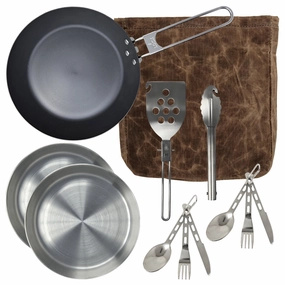 Carbon Skillet Ultimate Kit - Waxed Canvas professional grade outdoor cooking tools