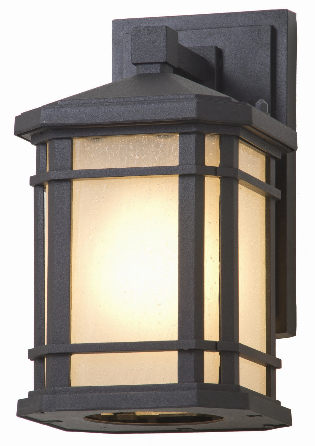 Cardiff Outdoor One Light Outdoor Wall Sconce Black w/Sandblasted Seedy GlassOutdoor wall sconces with motion sensor