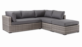 Caribe 2-Piece Outdoor Sectional and Ottoman - Greyoutdoor patio furniture set