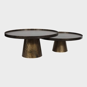 Carmel - Set of 2 Iron Coffee Tables In Rustic Antique Goldoutdoor coffee table for patio or lounge