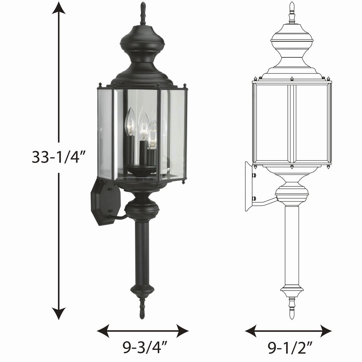 Carriage Classics Three Light Wall Lantern Black