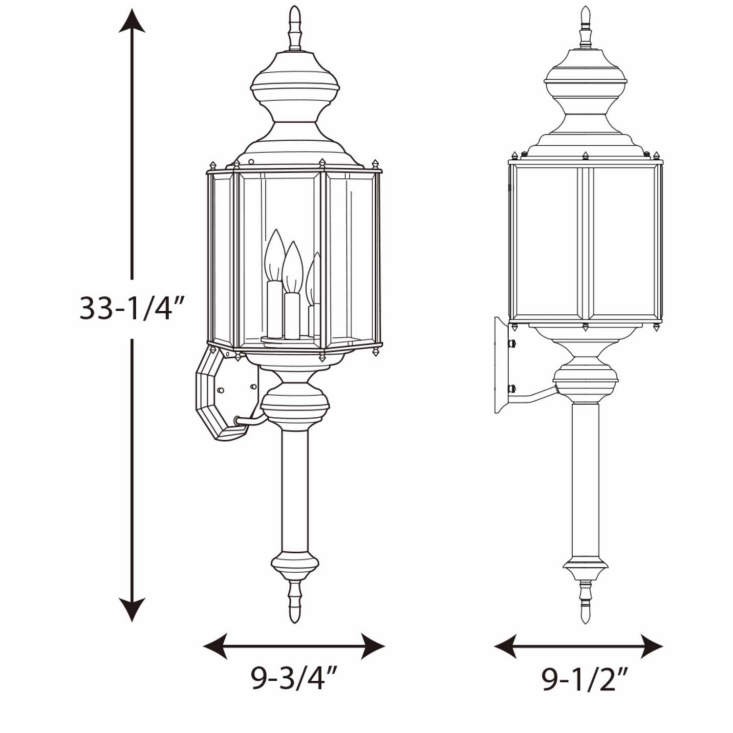 Carriage Classics Three Light Wall Lantern Black